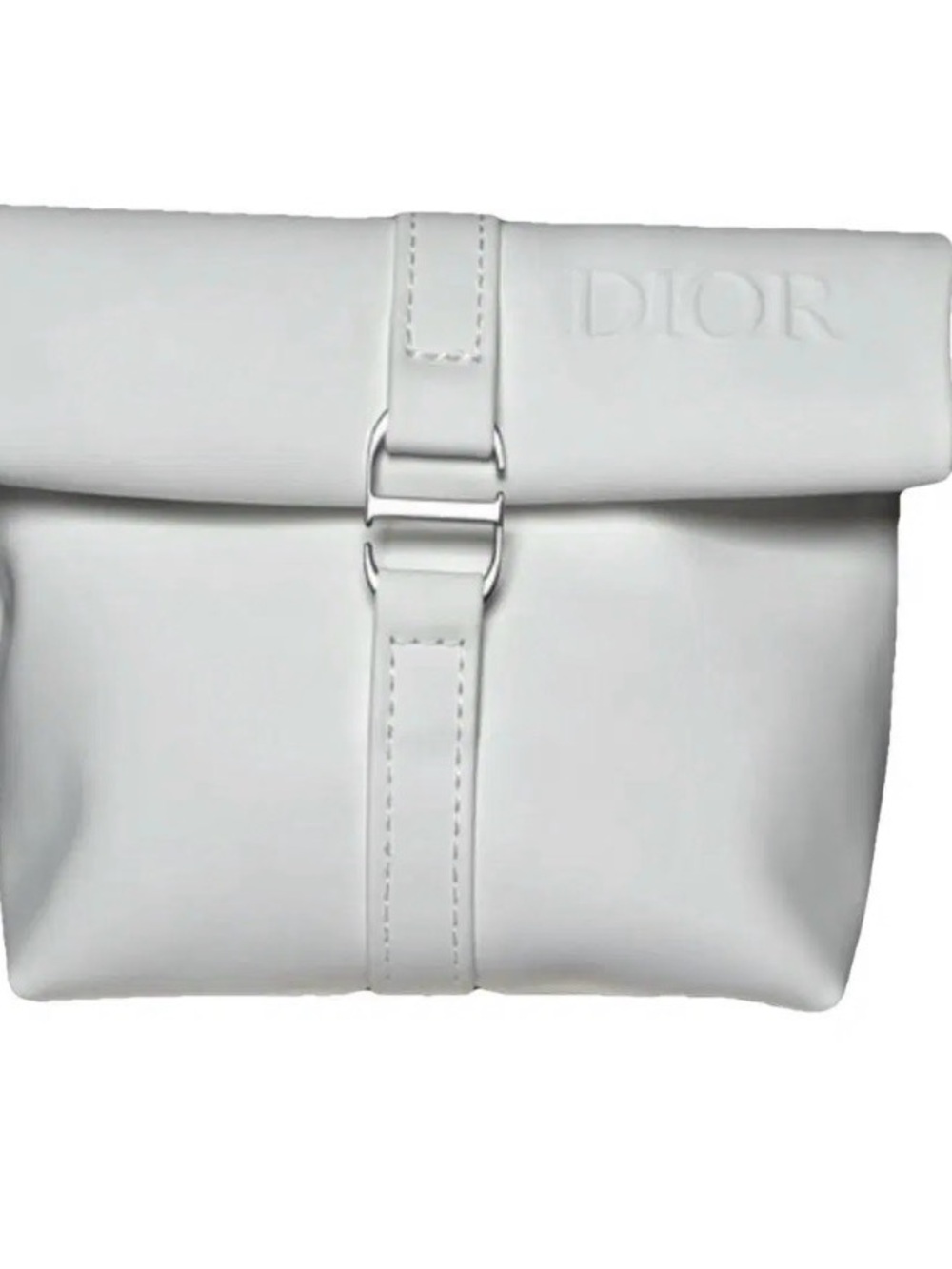 Dior White Fold-Over pouch with Silver Hardware- Dior Beauty pouch NEW